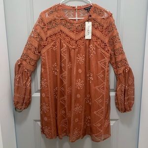 Orange long sleeve flowly dress
